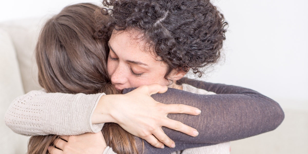 two women hugging