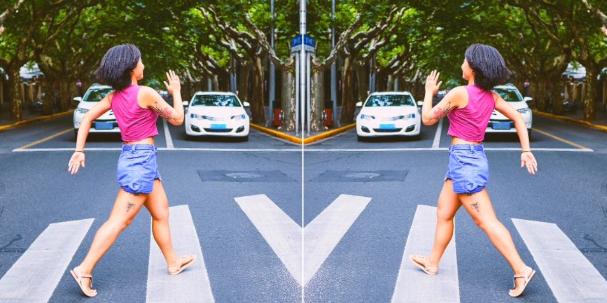 woman running in the street