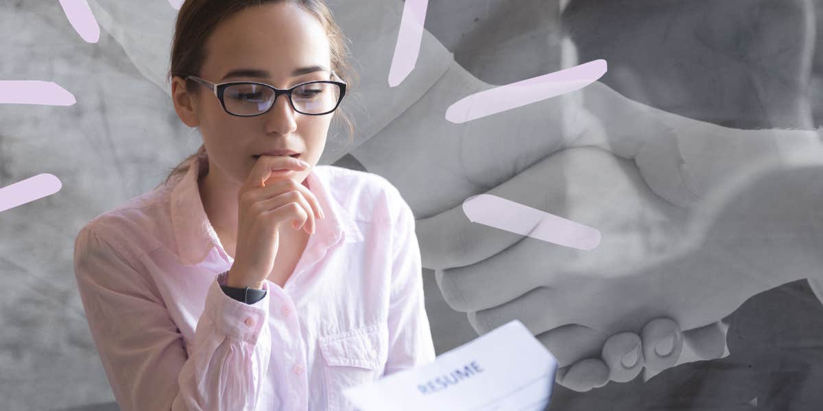 Woman nervous during job interview