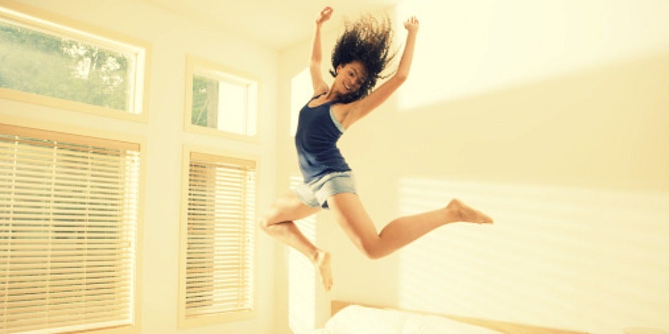 jumping on bed