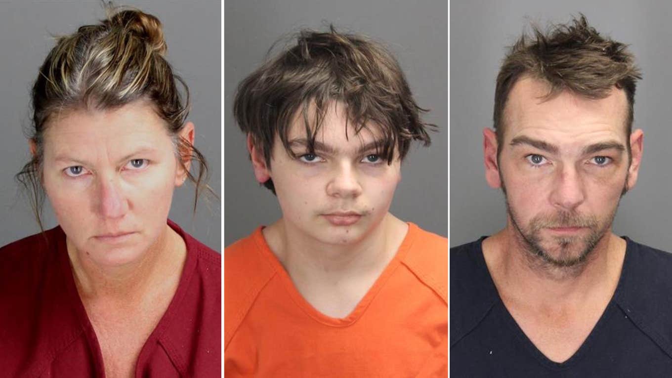 Jennifer Crumbley, Ethan Crumbley and James Crumbley mugshots