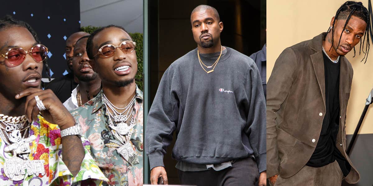 Artists Featured On Kanye West’s ‘Donda 2’ Accused Of Sexual Assault, Abuse & Violence Offset, Quavo, Kanye West, Travis Scott