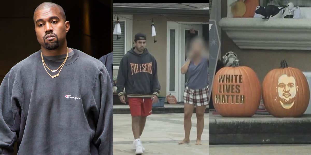 Man Confronts Neighbor With Kanye West & 'White Lives Matter' Pumpkins On Her Front Porch Kanye West, Nelk Boys Prank, Kanye pumpkin