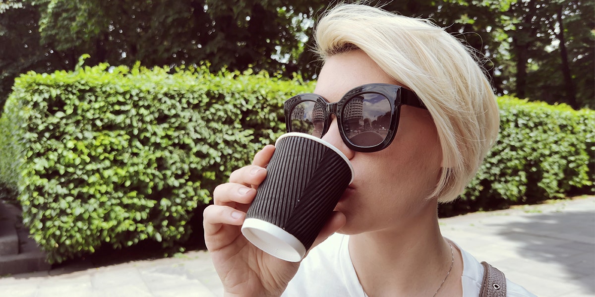 woman drinking coffee