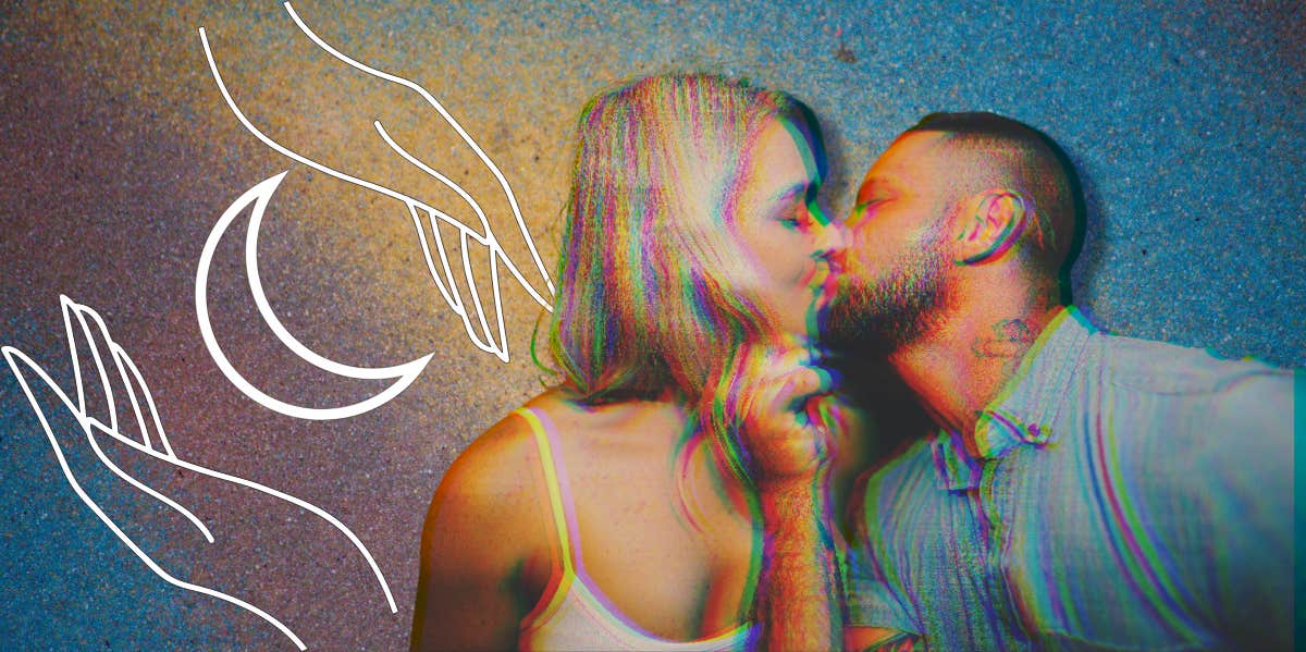 Your Karmic Soulmate, Based On Your Moon Sign couple kissing, hands holding moon