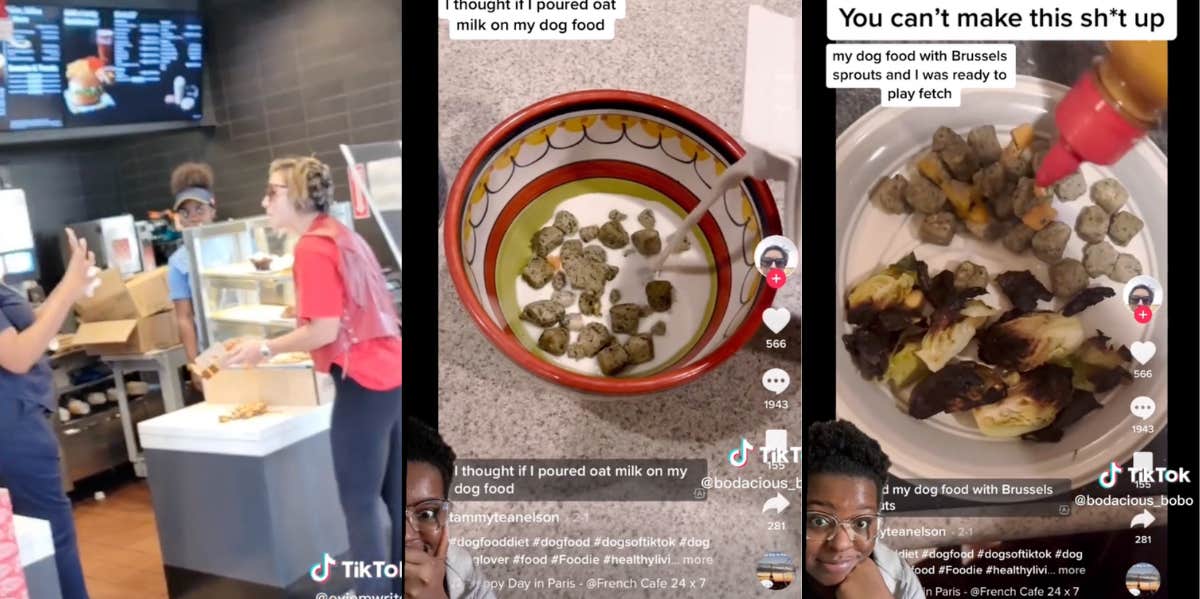 'Ketchup Karen' Was On A 'Dog Food Diet' During McDonald's Meltdown Screenshots from TikTok about "Ketchup Karen" and her dog food diet