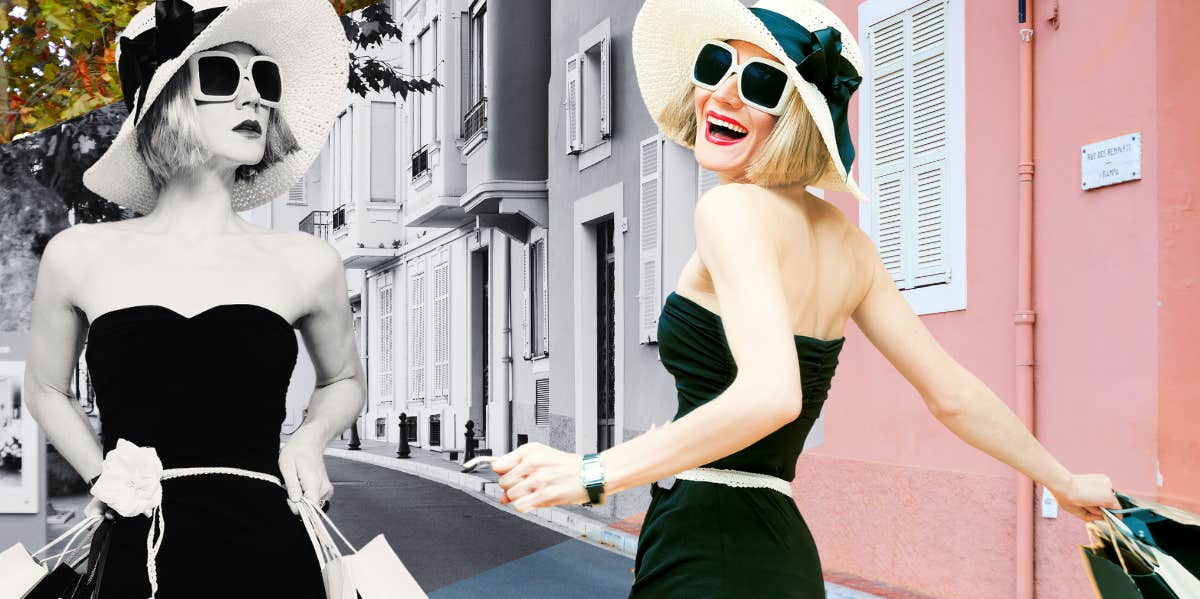 How To Know If Your Barbie-Happy Positivity Is A Lie Woman on a pink street with shipping bags