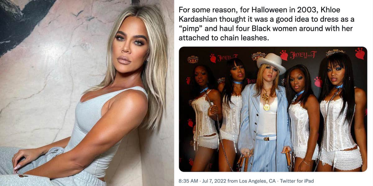 Photo Of Khloe Kardashian Dressed As Pimp With Black Women On Leashes Causes Backlash Khloe Kardashian, Malika Haqq, Khadijah Haqq McCray