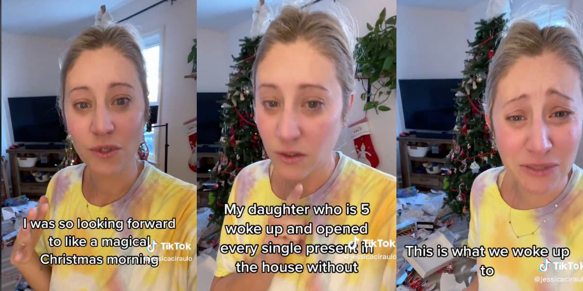 Daughter Opens Everybody's Christmas Gifts Mom, Christmas