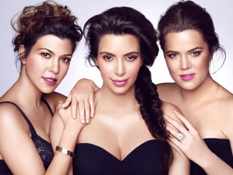 Kourtney Kardashian, Kim Kardashian and Khloe Kardashian promoting their Khroma beauty line