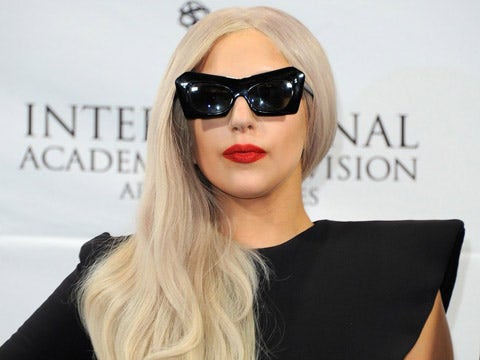 Lady Gaga wearing black sunglasses