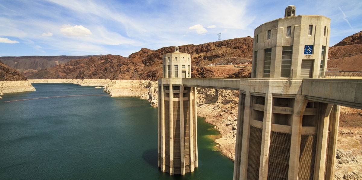 Lake Mead Penstock Towers on Nevada Border