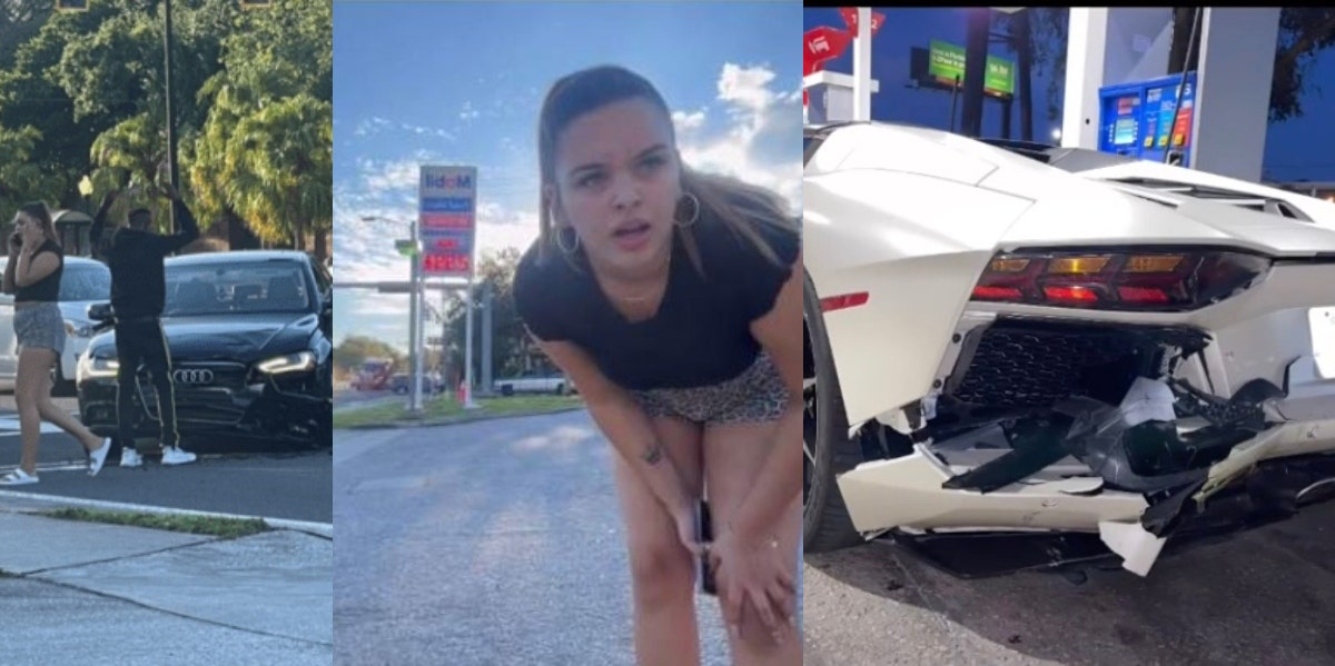 Audi and Lamborghini car accident TikTok