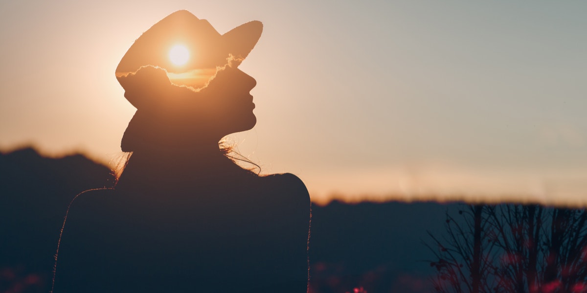 woman in sunset