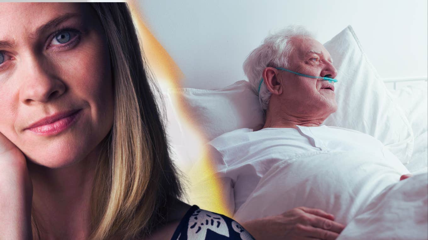 5 Tiny Regrets Of People On Their Death Bed Old man in bed sick with woman in front staring seriously