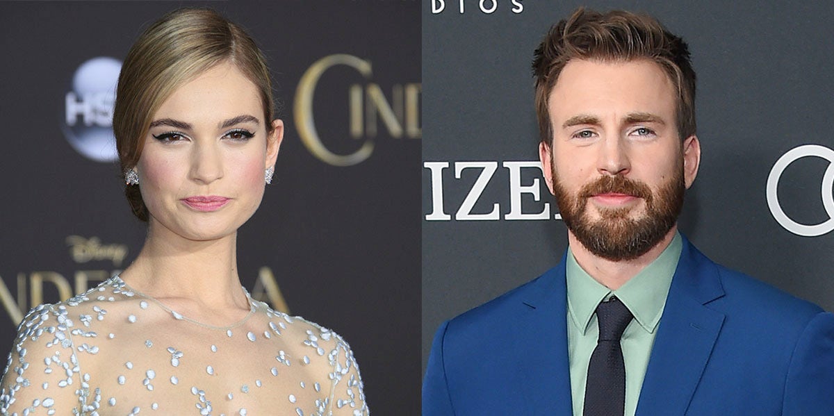 Lily James and Chris Evans