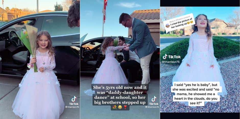 Big Brothers Step Up To Take Their 5-Year-Old Sister To The Father-Daughter Dance After Losing Their Dad Overseas Big brothers take little sister to father-daughter dance