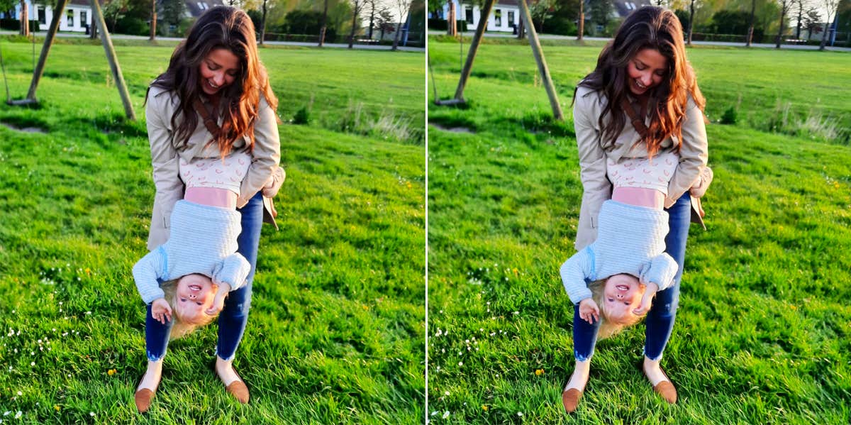 A mom playing with her daughter at the playground