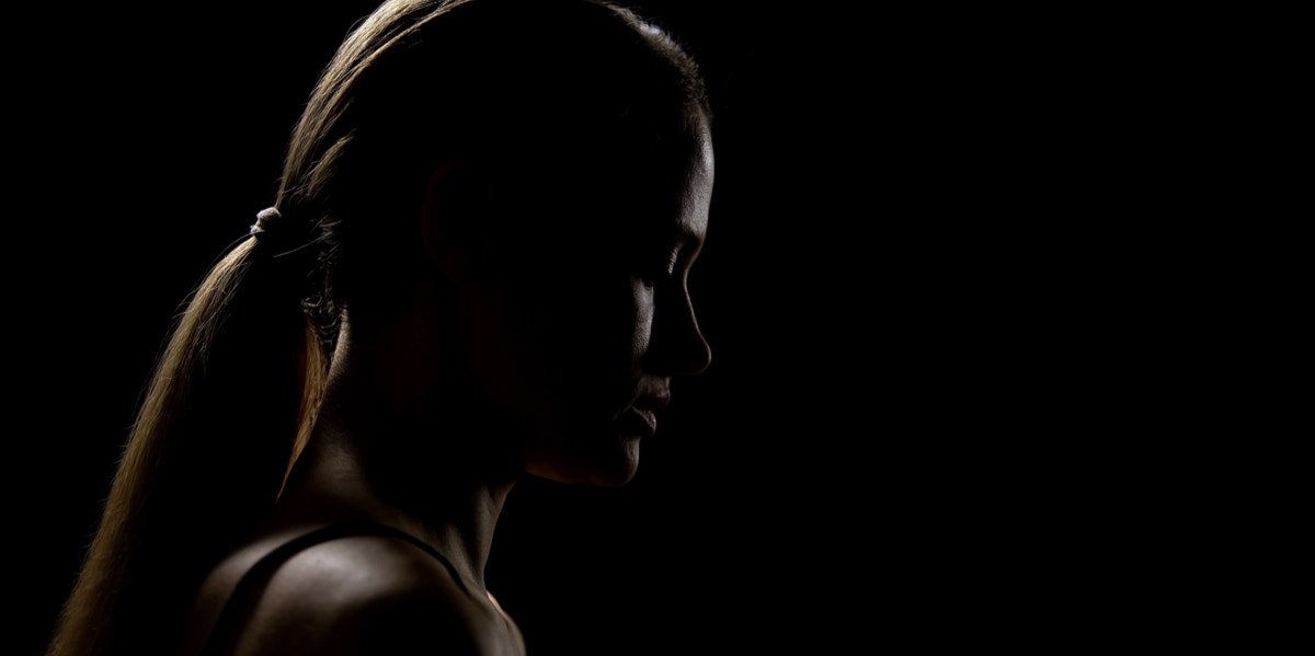 My Inner Fat Girl Killed My Dating Life sad woman in dark