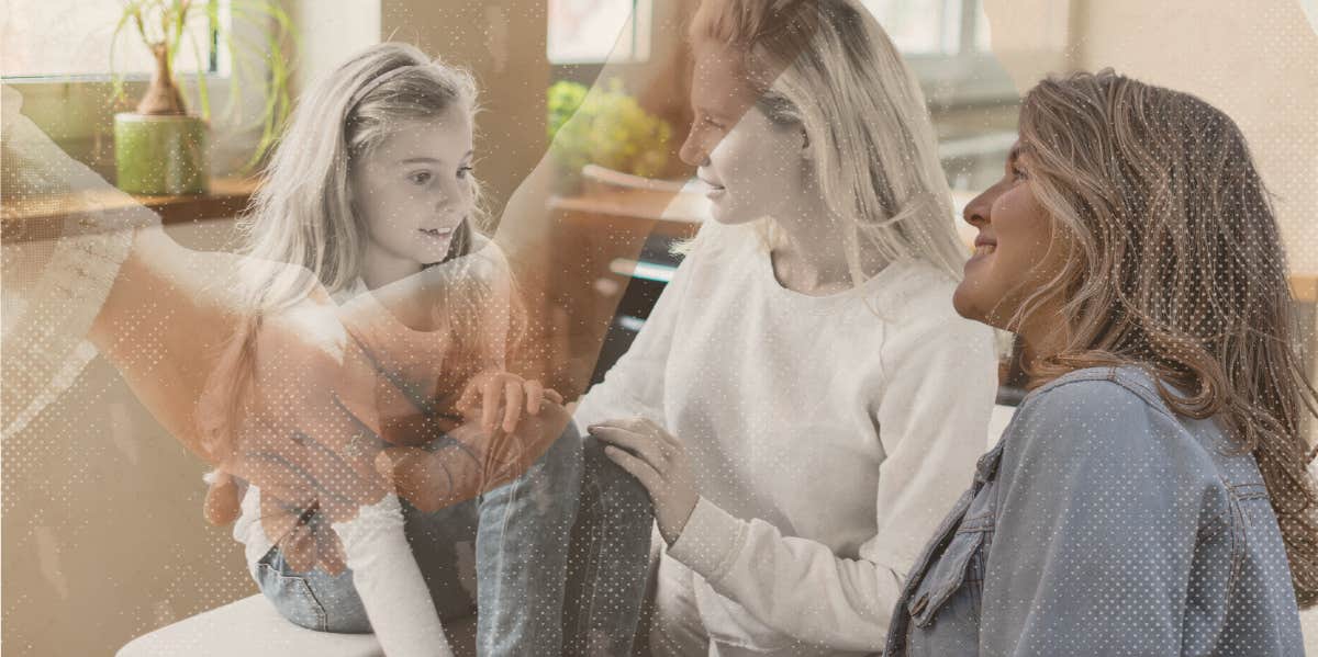 Mom talking to her daughter