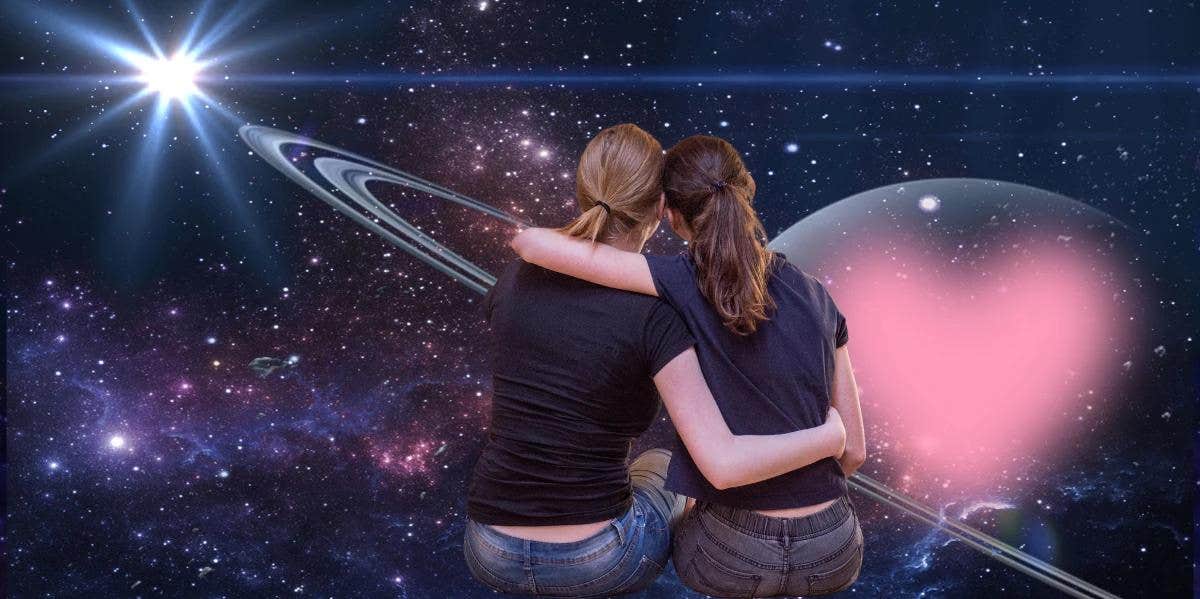 couple hugging while looking at outer space