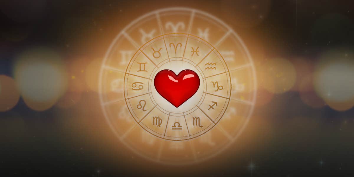 astrology heart and zodiac wheel