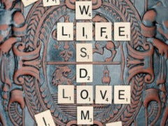 wisdom life love scrabble tiles