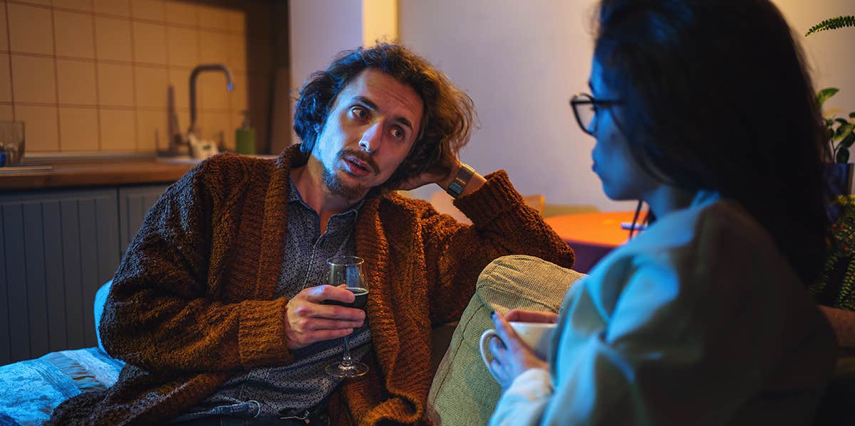 couple talking at home