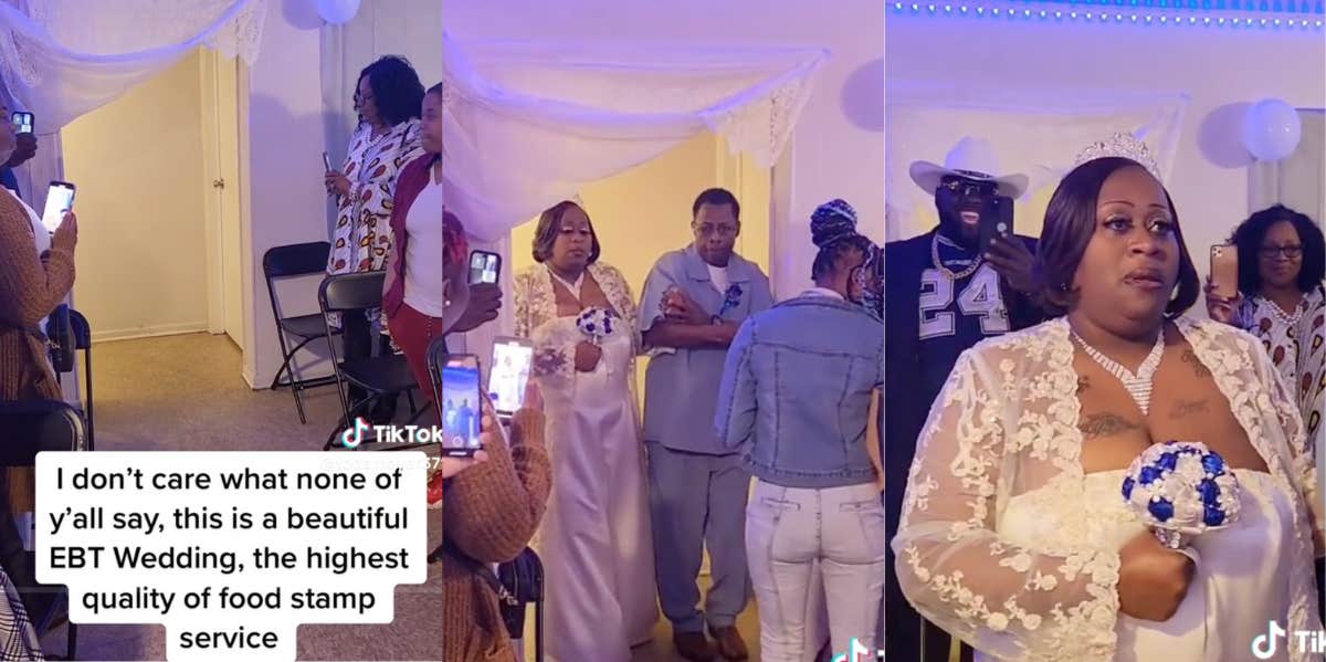 Screenshots of TikTok about the low-budget wedding