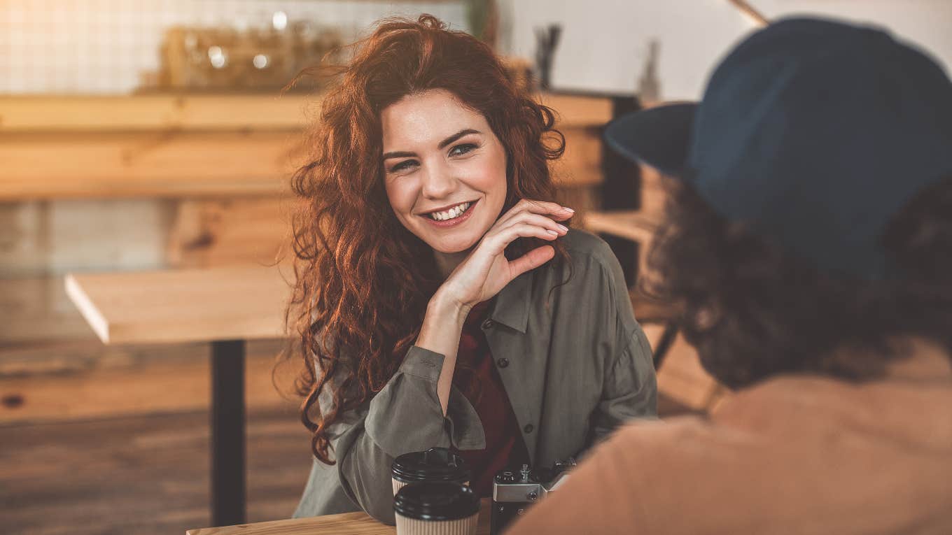 woman smiling on a date