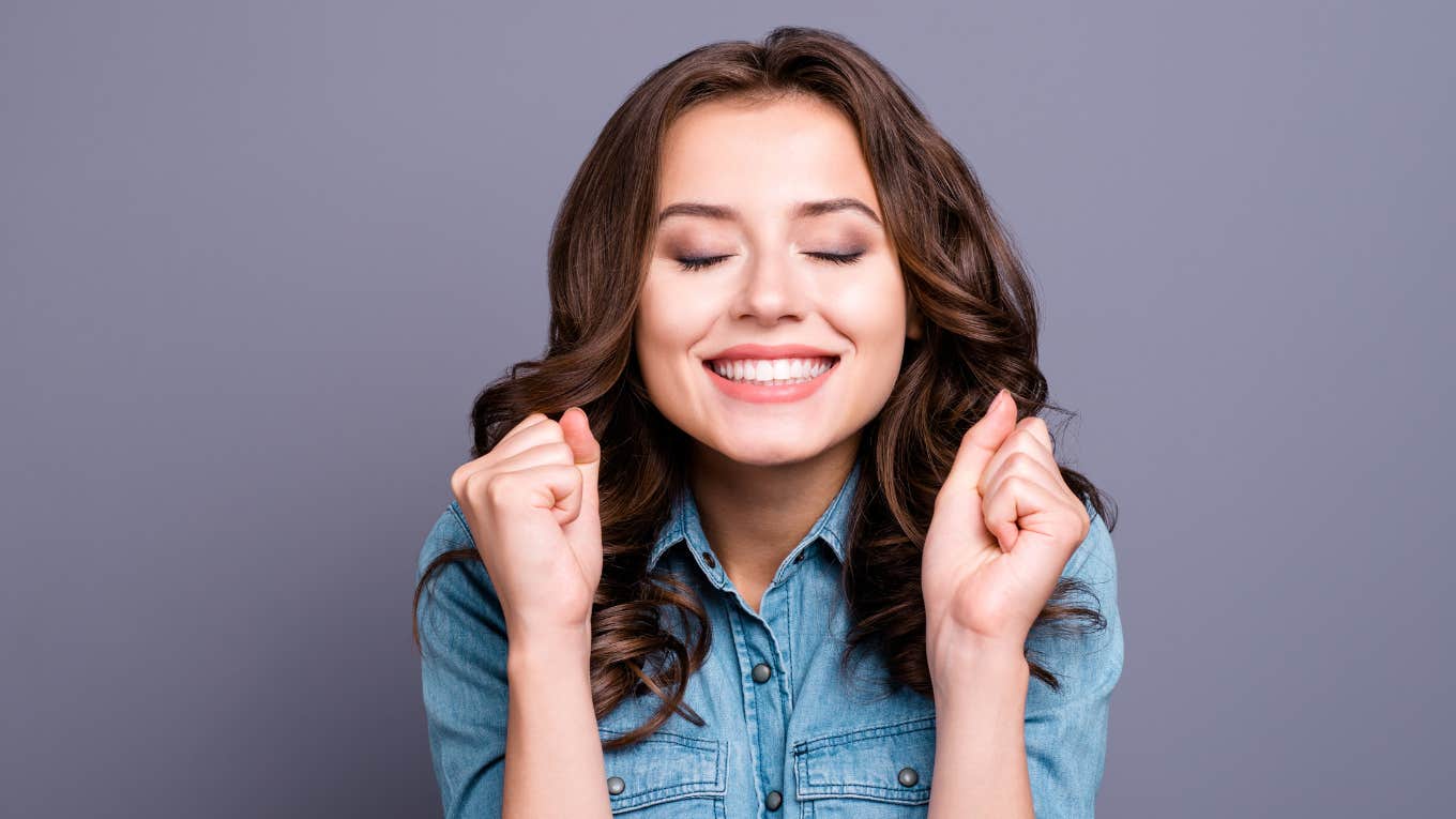 woman feeling lucky