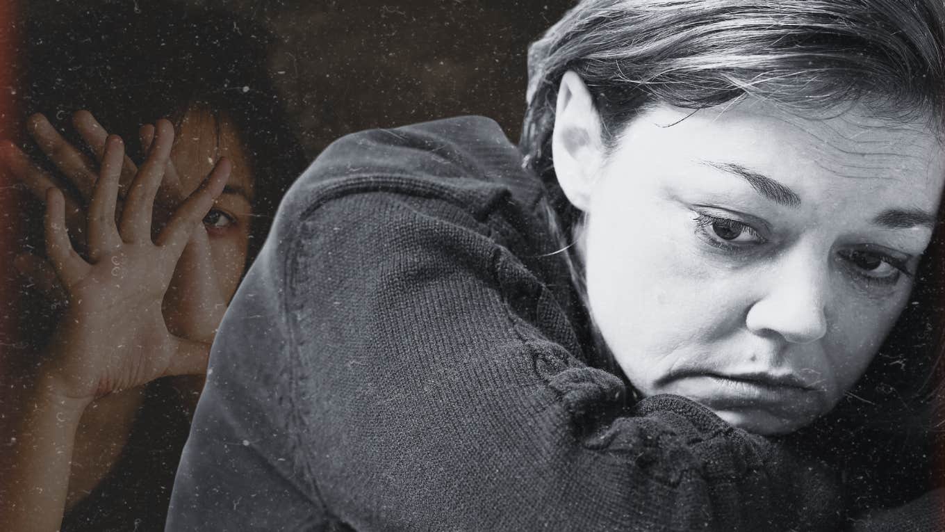 The Small Miracle That Helped Me Leave My Abuser Woman pouting with a scared girl in the background