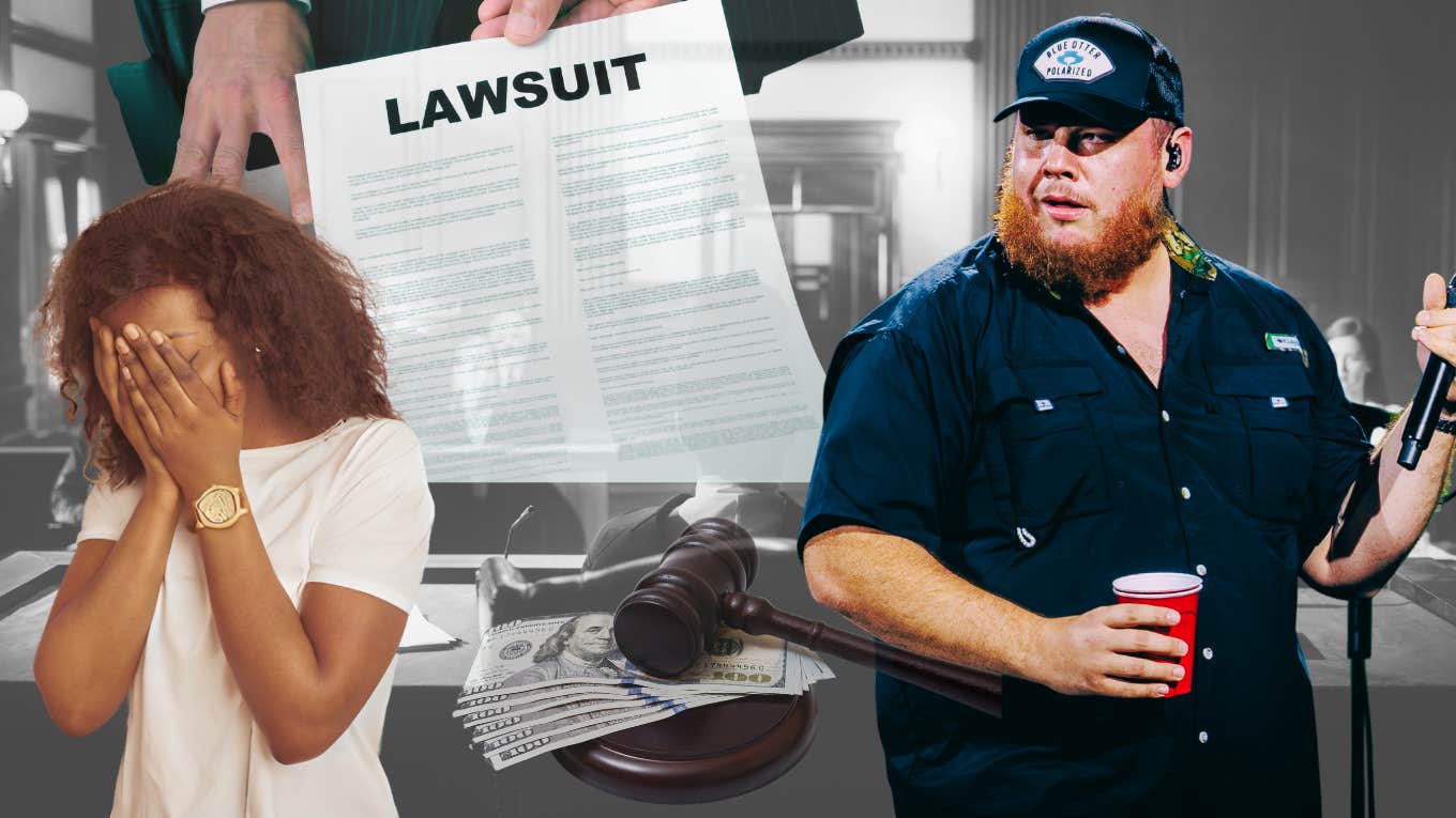 Luke Combs with lawsuit graphics