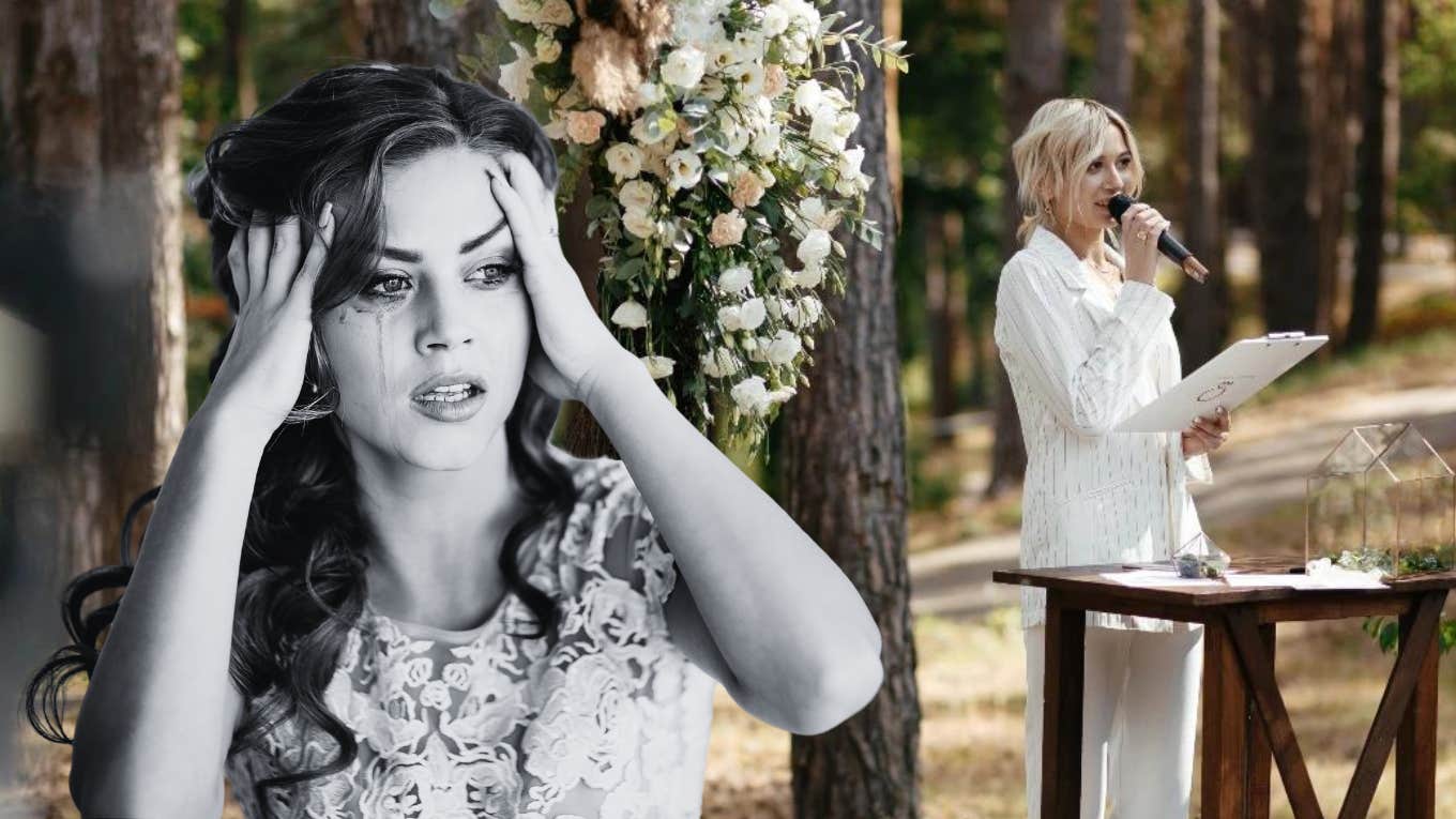 Maid Of Honor Reveals True Feelings About Best Friend's Husband In Vengeful Wedding Speech upset bride and woman giving wedding speech