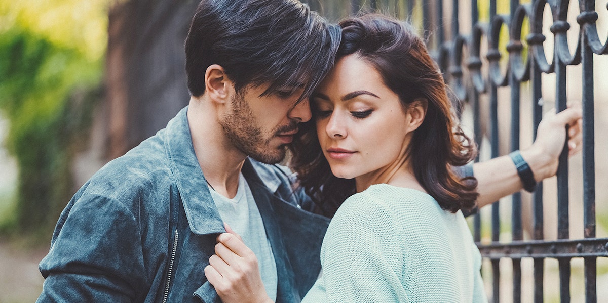 I'm Addicted To Male Attention, And I'll Do Anything To Get A Fix woman gripping man's jean jacket