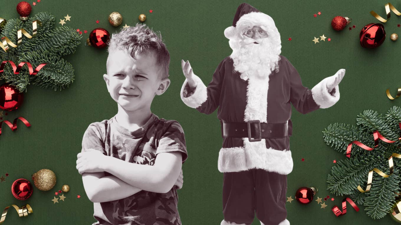 santa claus, little boy, mall, nerf gun