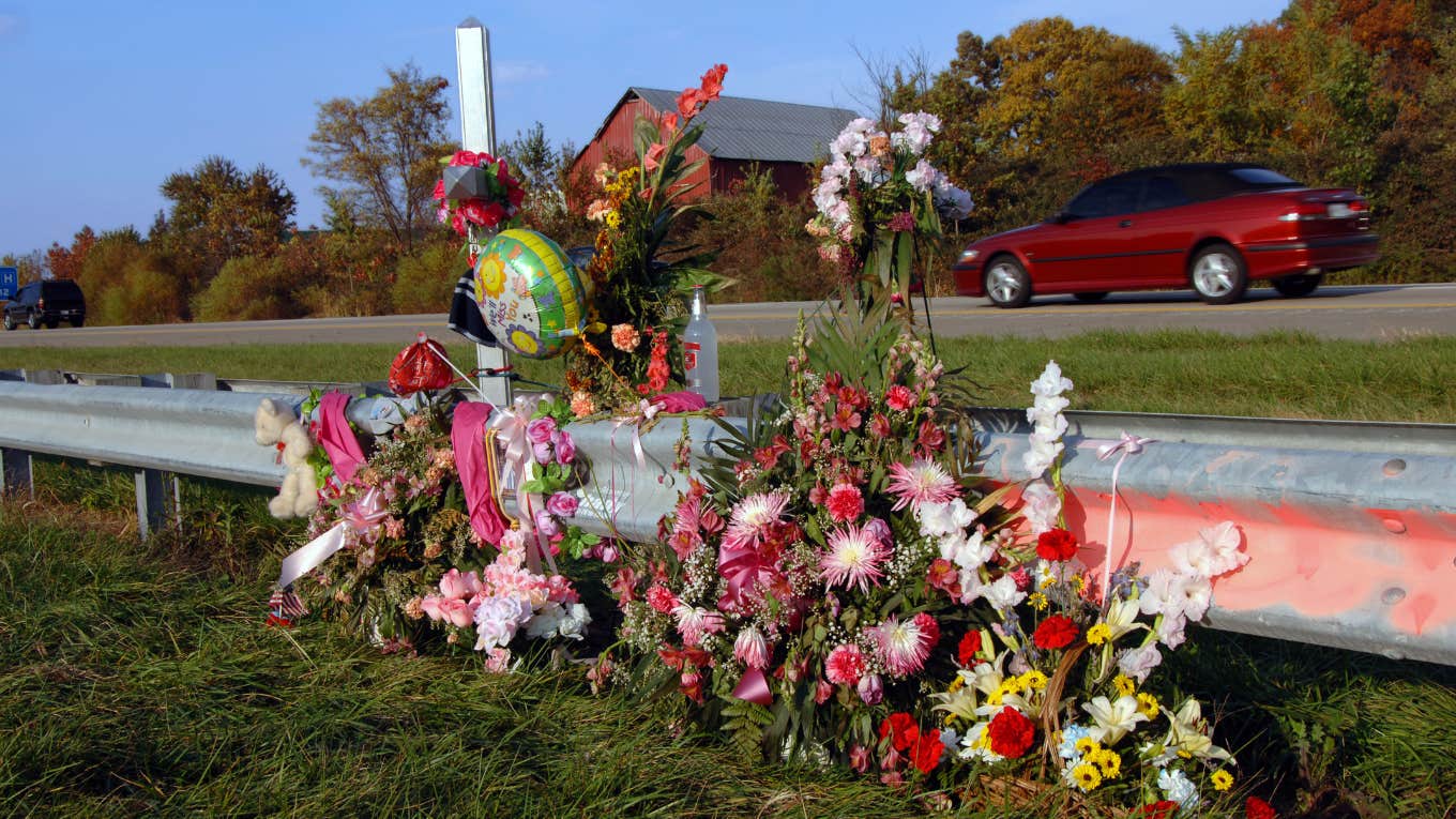 Roadside traffic accident memorial