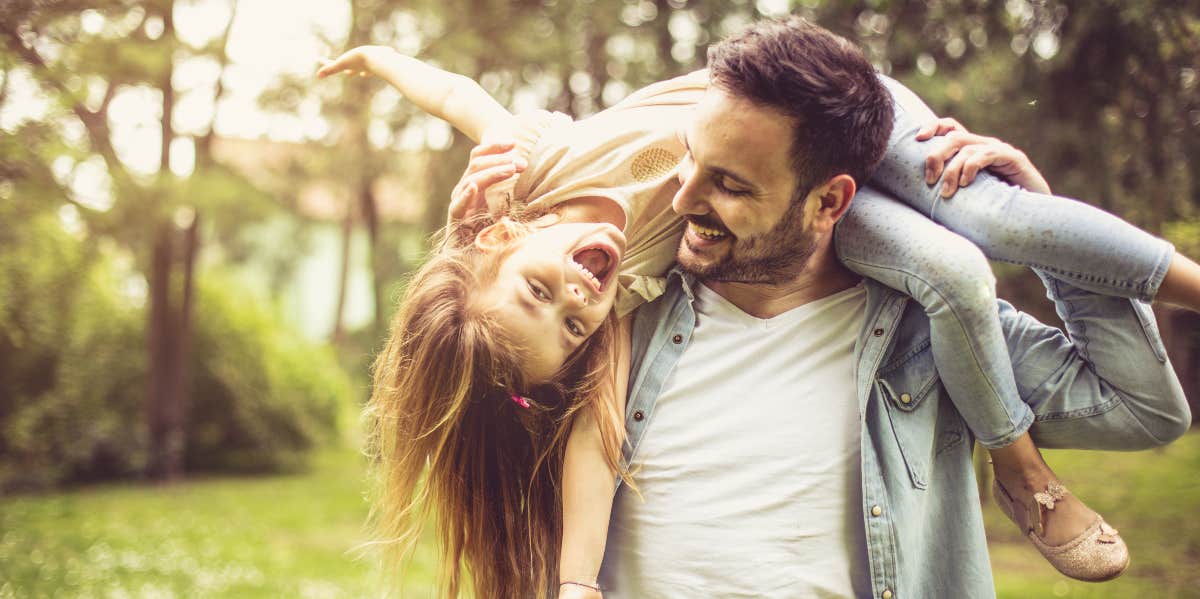 Father and daughter having fun