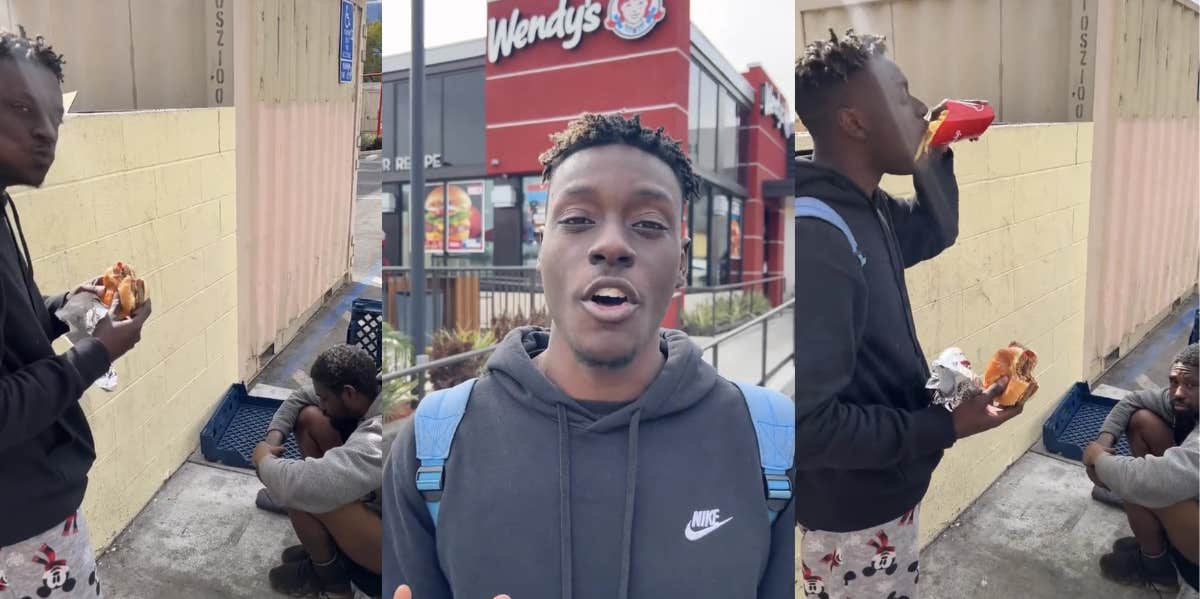 YouTuber Offers To Buy Homeless Man A Hot Meal Only To Eat The Food Himself Right In Front Of Him man, homeless