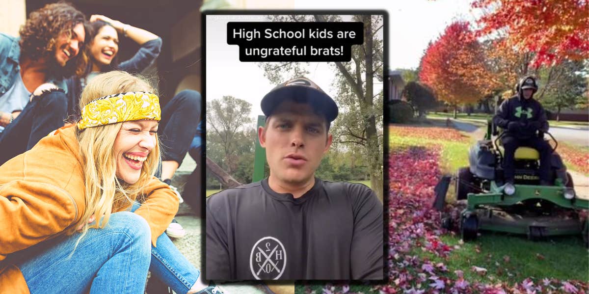 Groundskeeper At High School Complains About Mean Students groundkeeper and laughing teens