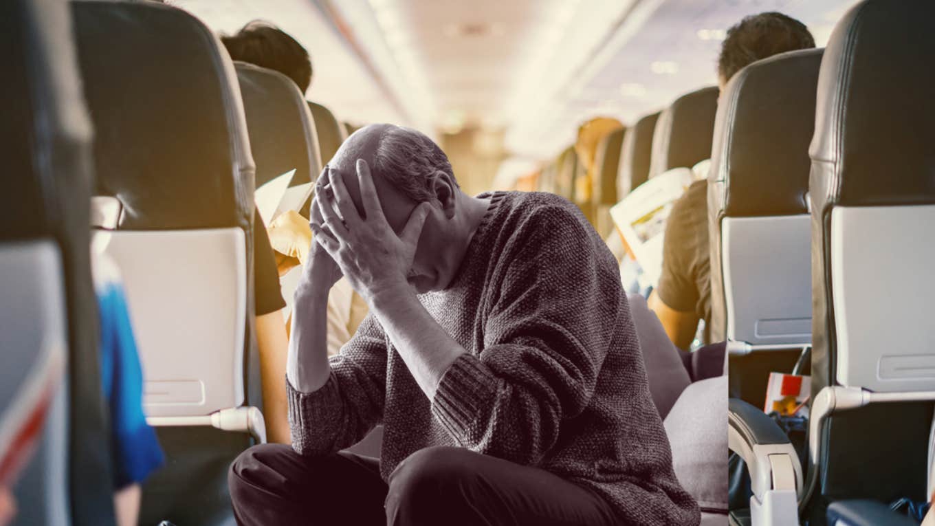 elderly man, singing, plane, singing 