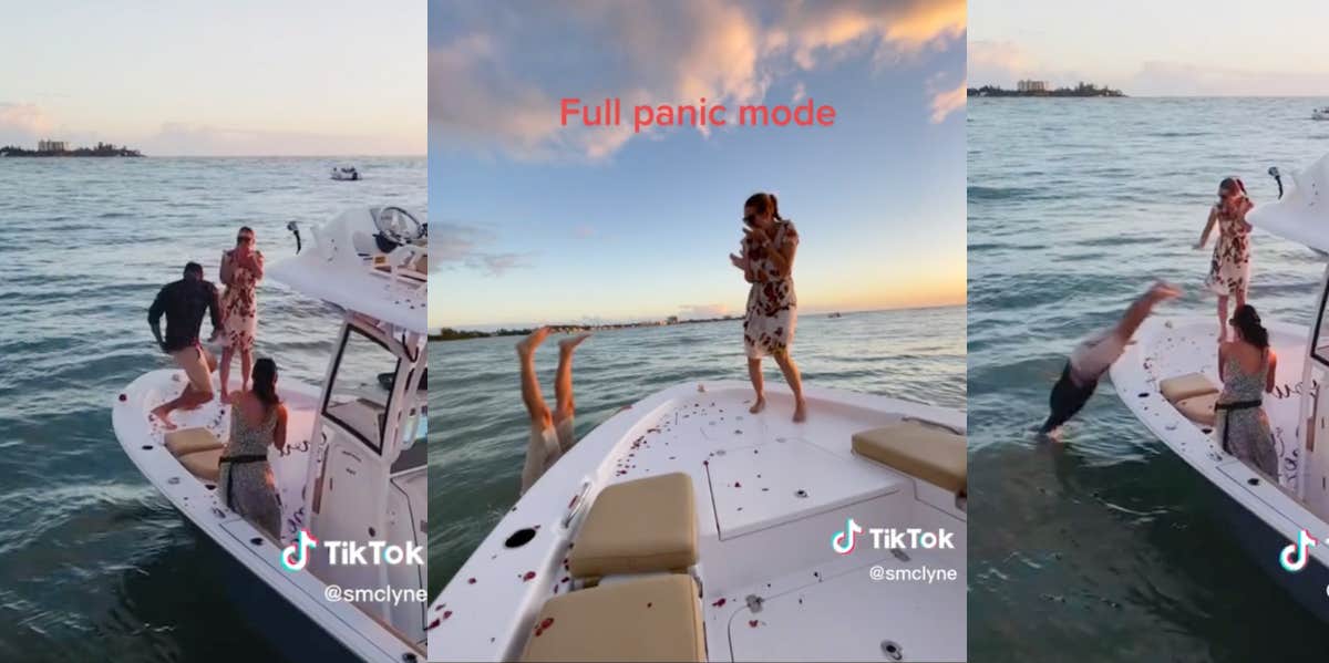 Man Dives After Ring Box In The Ocean Man, Woman