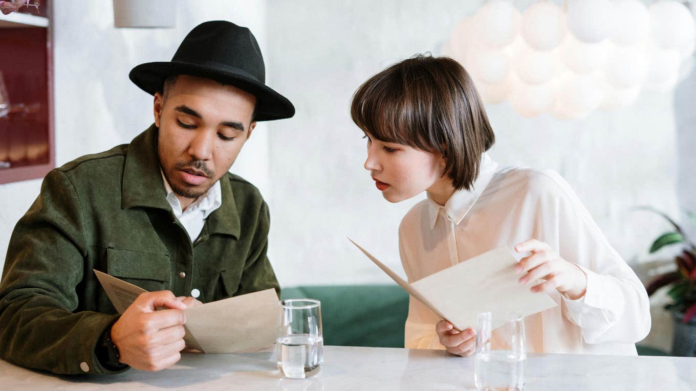 man and woman on a date 