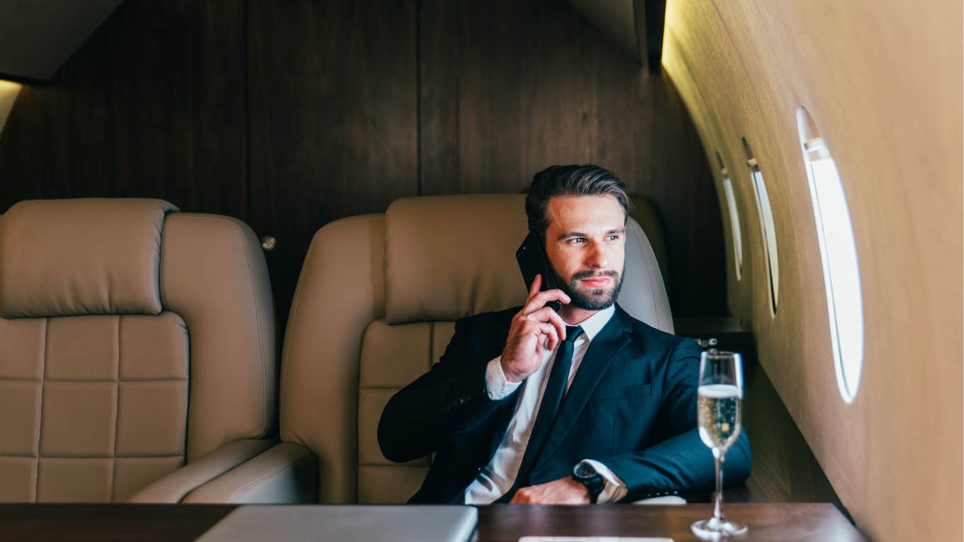 man on a private jet