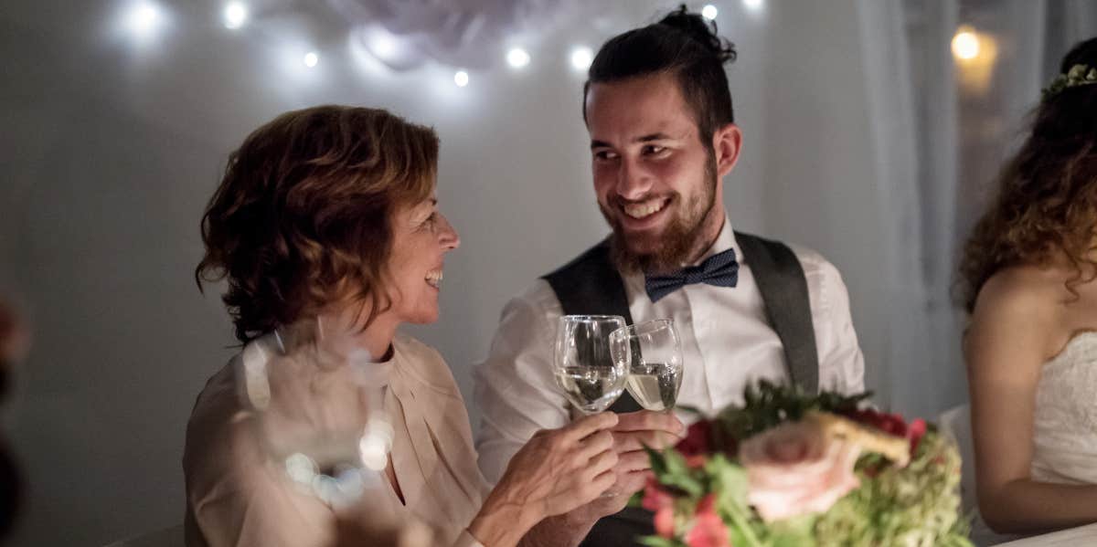 groom with his mother at wedding