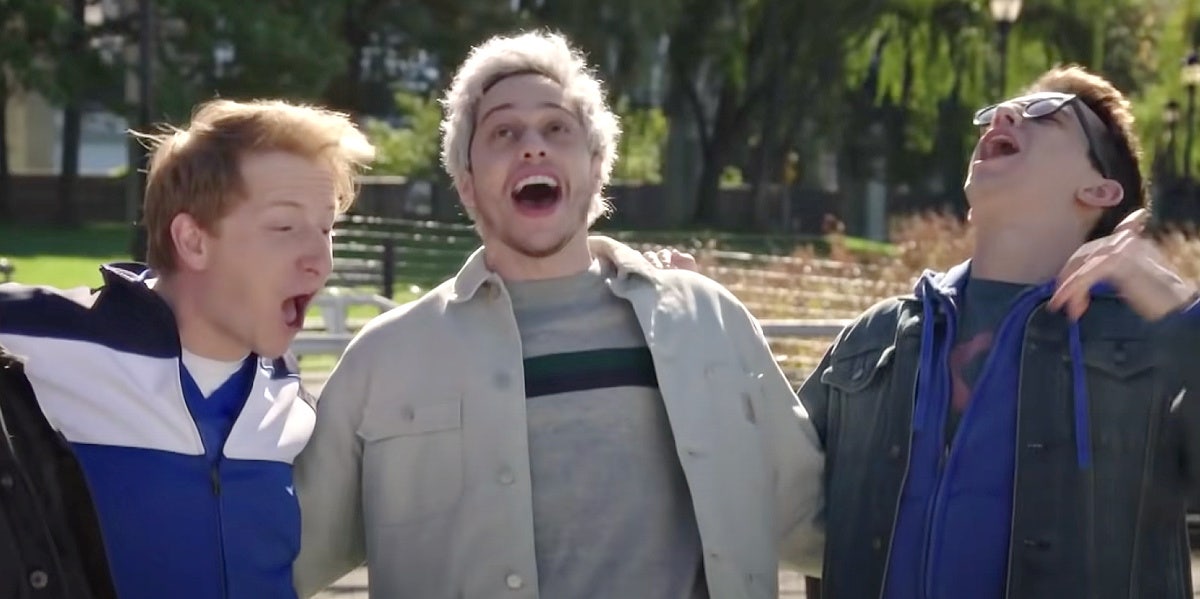 What SNL's 'Man Park' Got Right About Male Loneliness & Friendship pete davidson and two SNL actors in Man Park, a skit about male loneliness