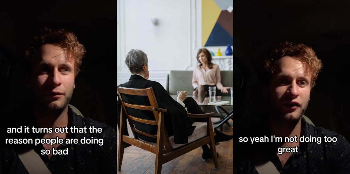 Man Getting His Masters To Go Into Mental Health Reveals He Wants To Quit Mark Wade, therapist talking to patient in office