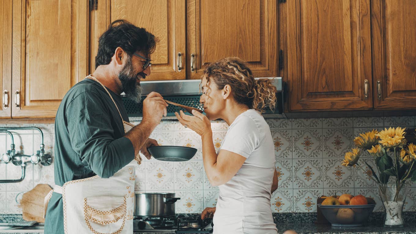 Couple sharing food