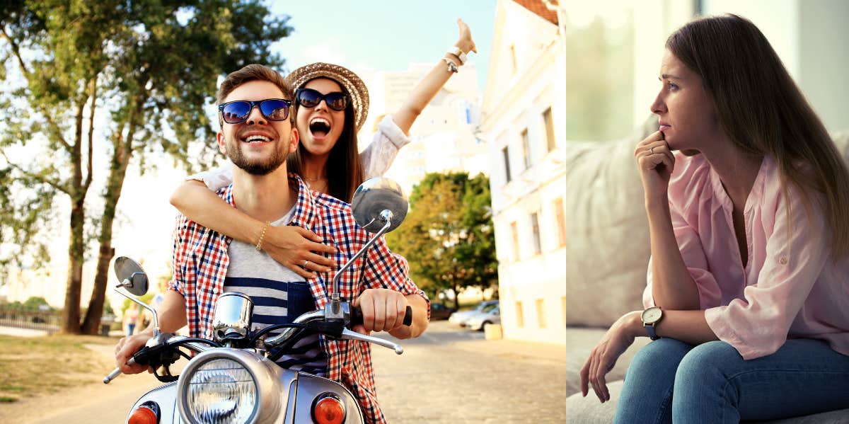 man hanging out with his friend, woman upset