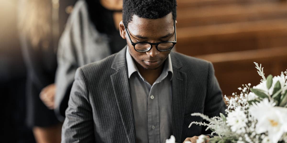 Man at a funeral